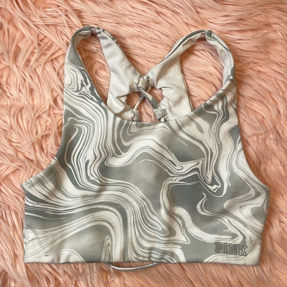 PINK Victoria’s Secret Ultimate Gray & White Sports Bra Size XS